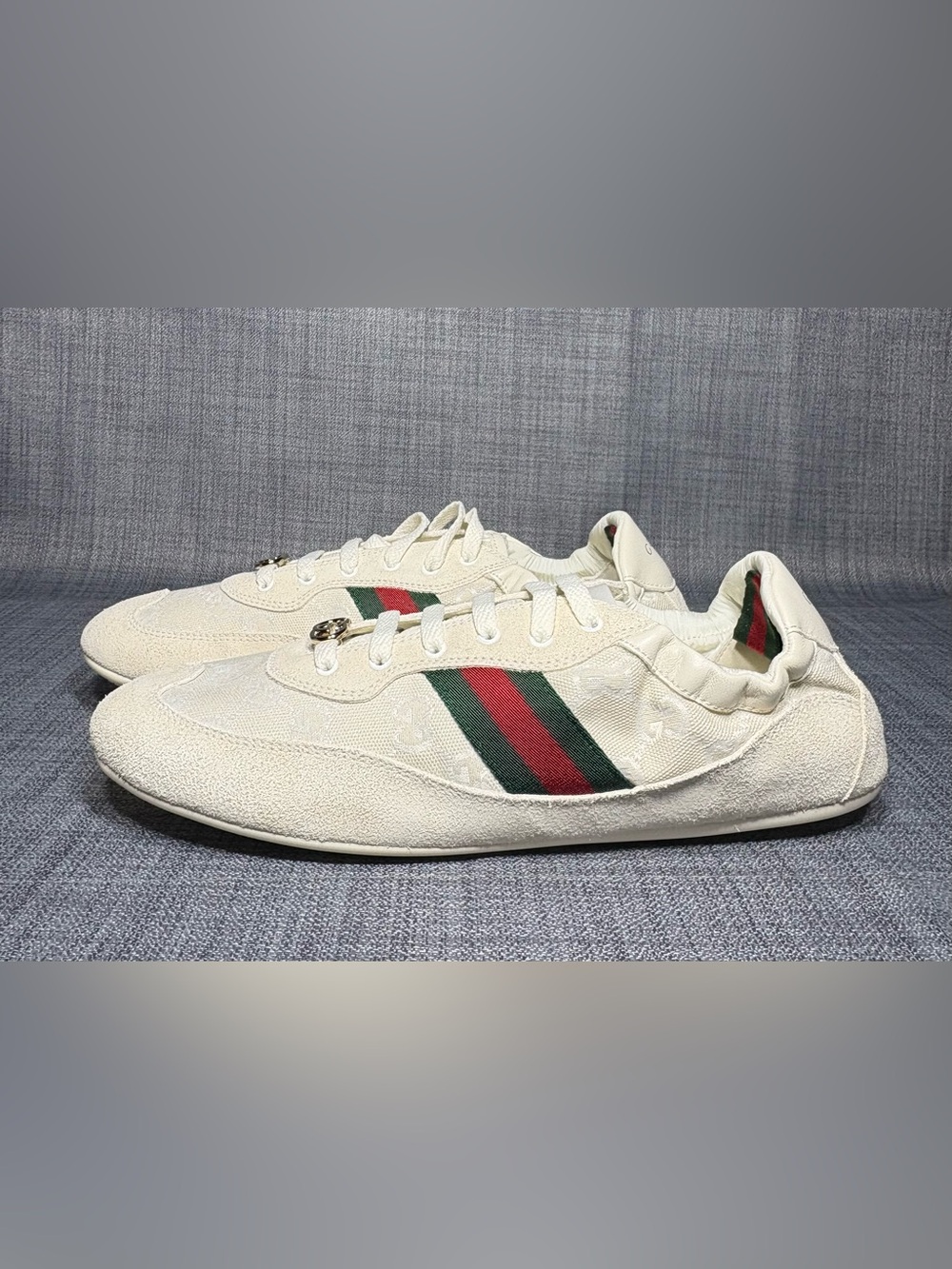 Gucci Women’s Shift Sneakers Off White Suede Size EU 40 - Picture 6 of 11